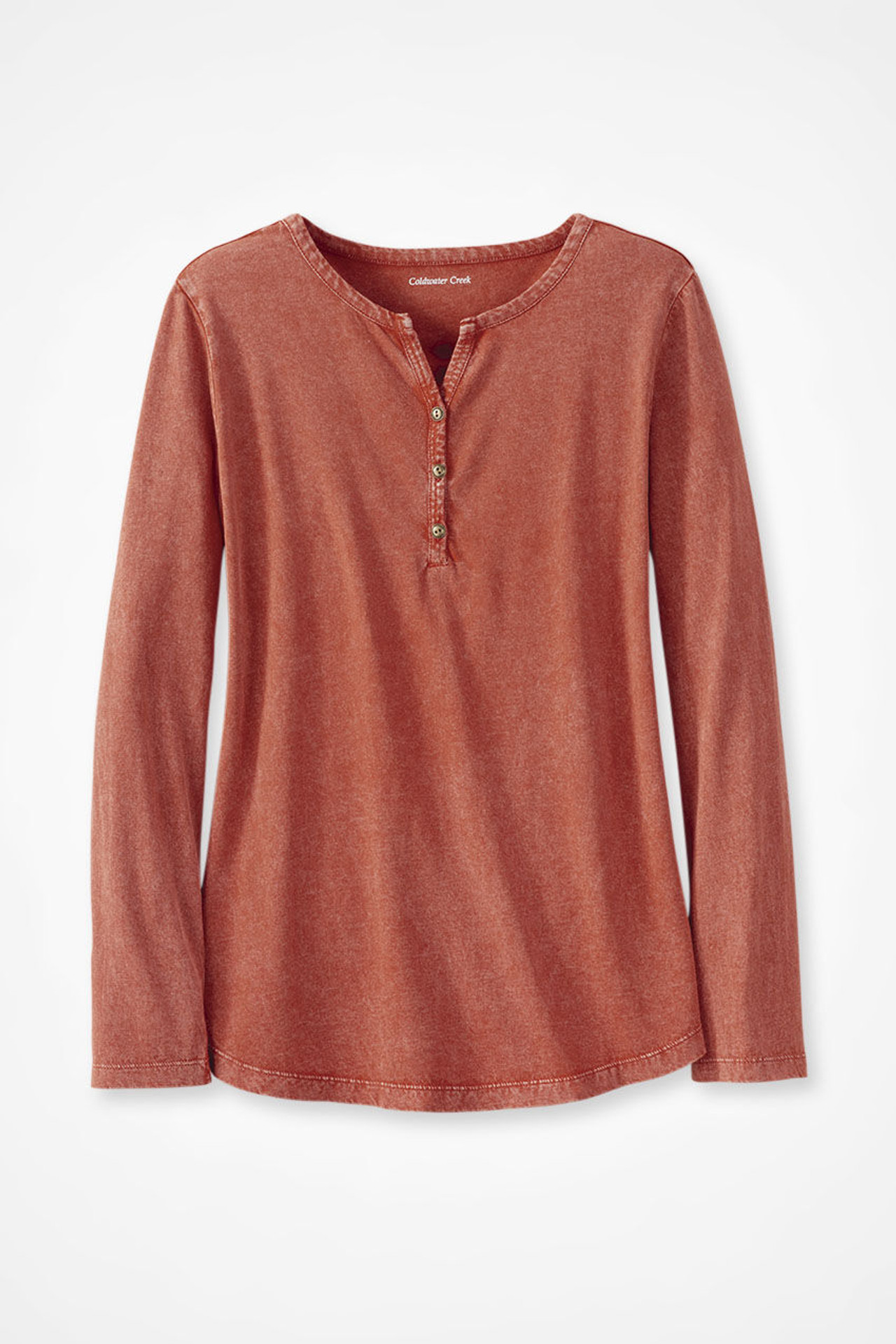 Vintage-Wash Solid Long-Sleeve Henley