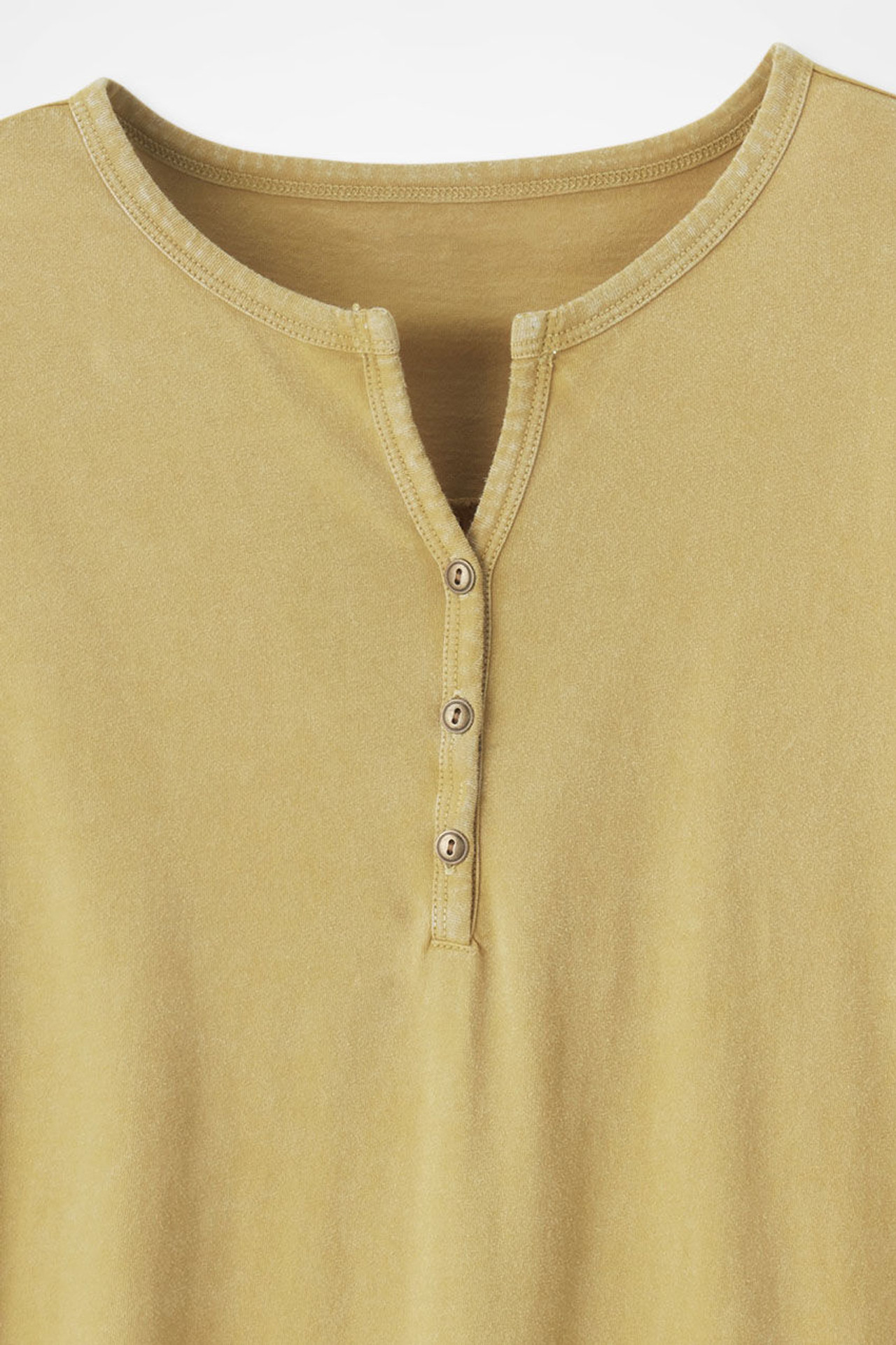 Vintage-Wash Solid Long-Sleeve Henley