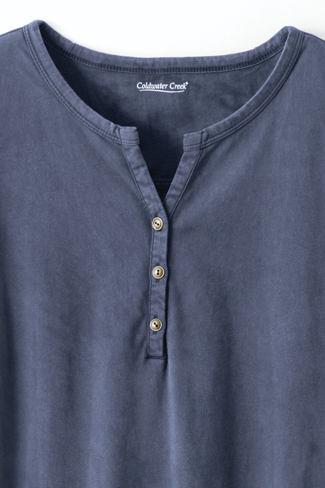 Vintage-Wash Solid Long-Sleeve Henley