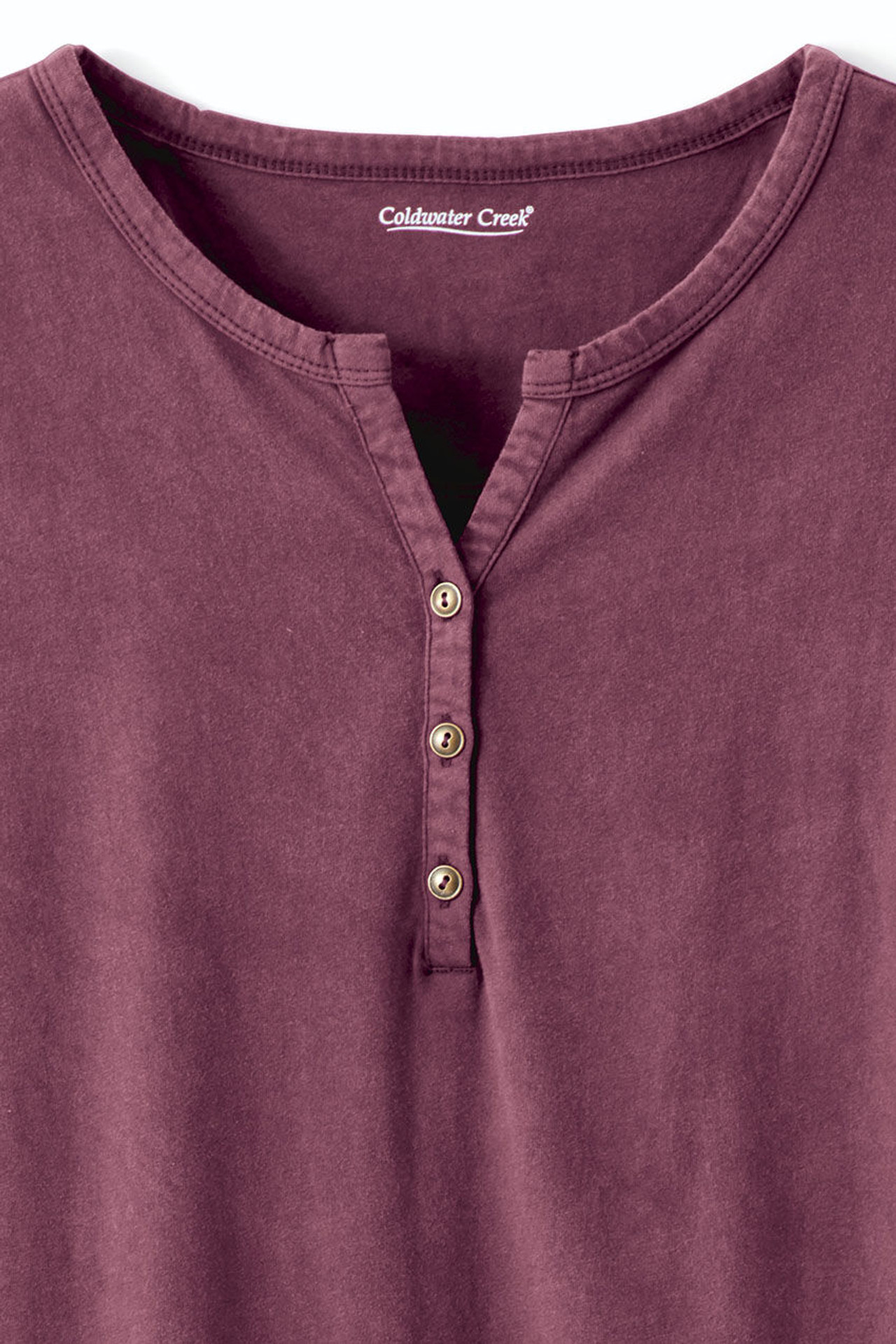 Vintage-Wash Solid Long-Sleeve Henley